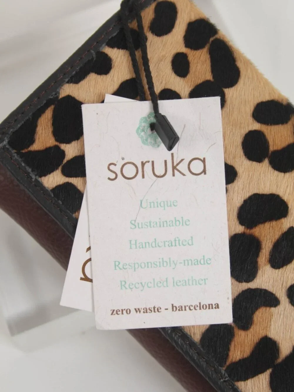 NWT Soruka Recycled Leather Leopard Print Wallet Colorful Clutch